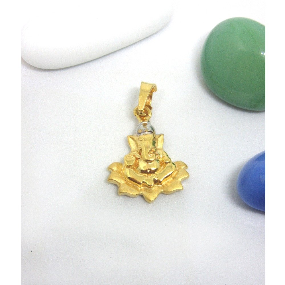 Lord Ganesha On Flower Design Pendent