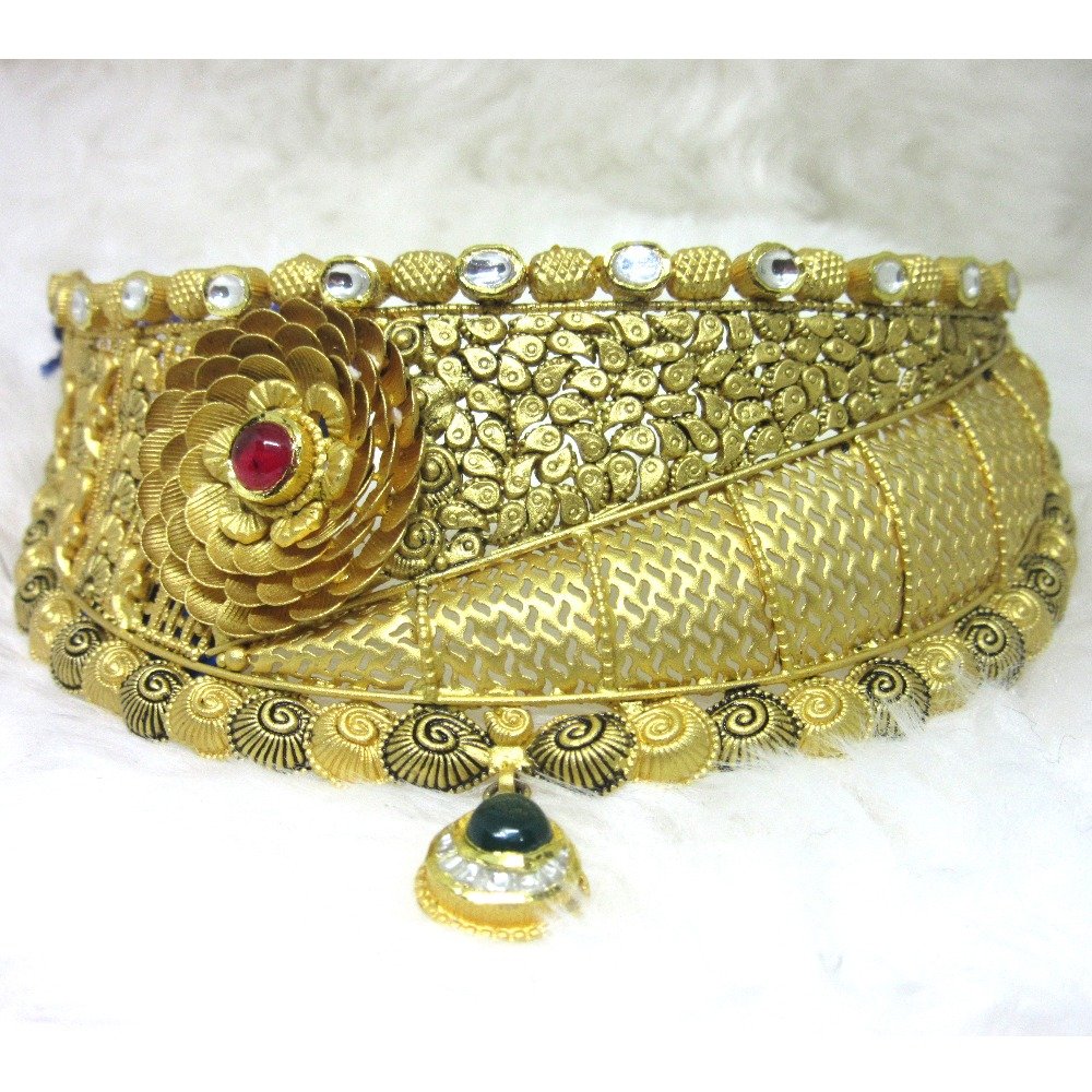 Antique gold hm916 jadtar chokker set