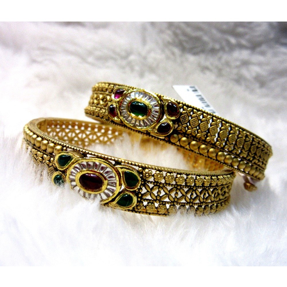 Gold 22k micro carving designer antique jadtar bangles