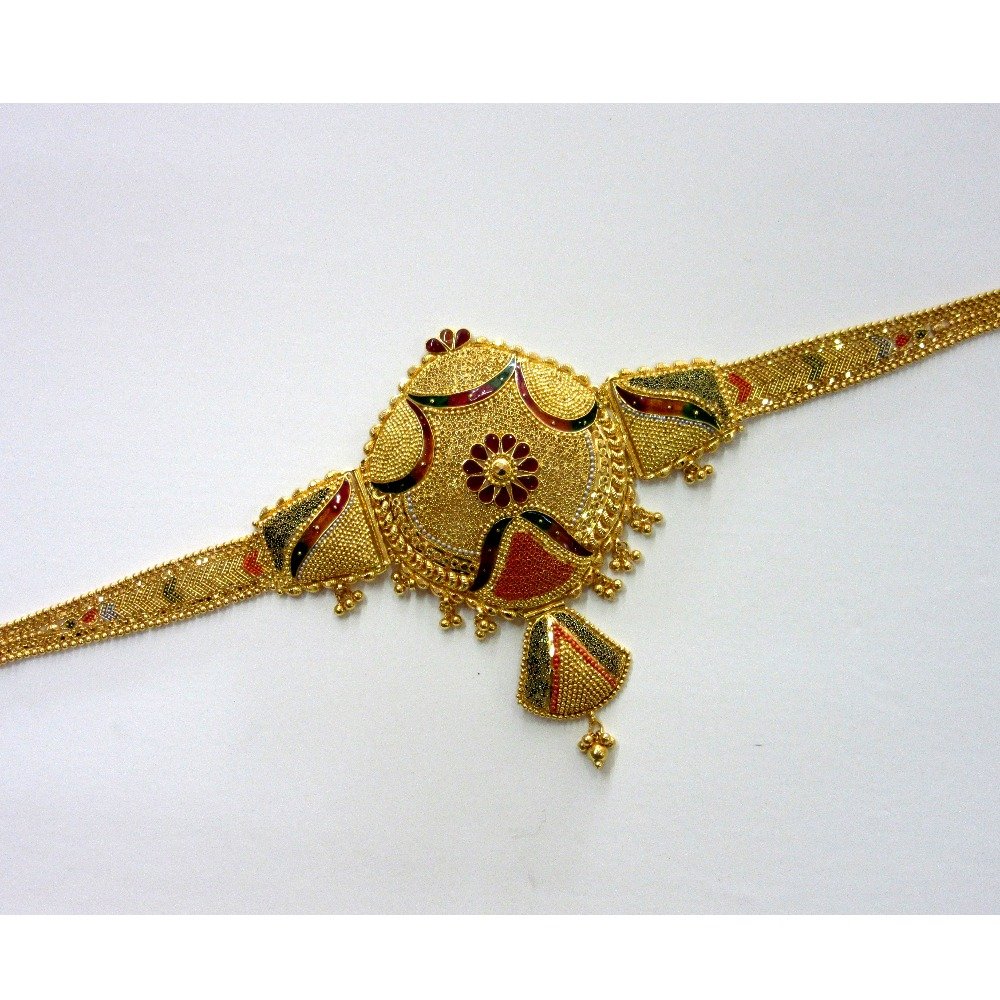 gold 22k hm916 culcutti minakari 2 in 1 lokit come necklace