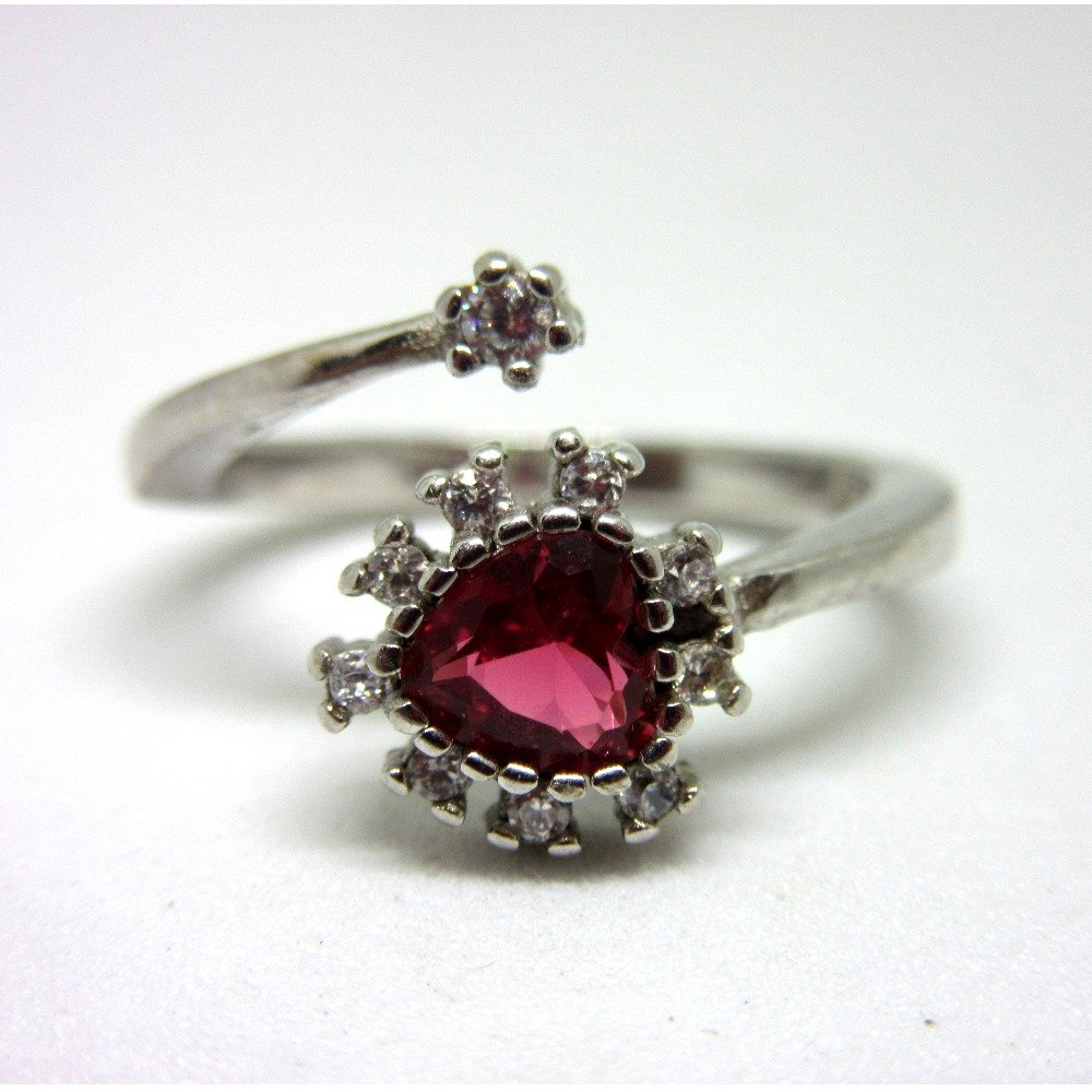 Silver 925 adjustable pink stone ring sr925-255