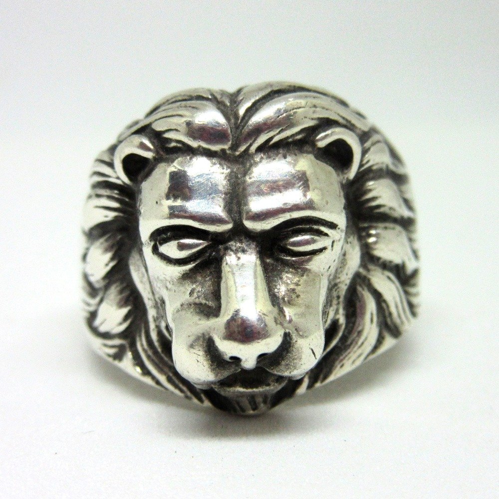 Silver 925 Oxidised Lion Men Ring