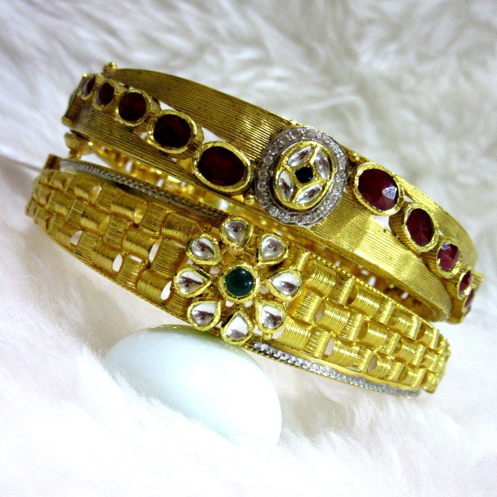 22k double side jadtar kundan bangles