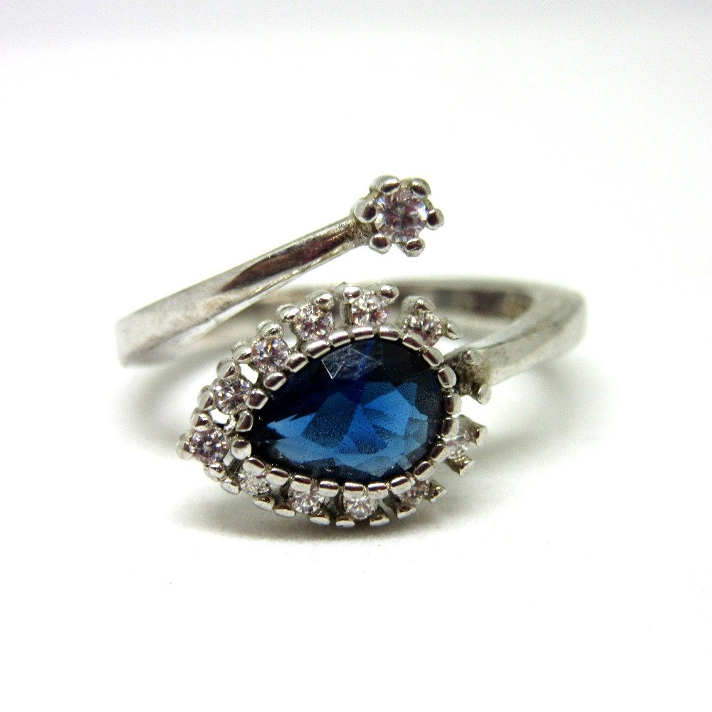 Silver 925 adjustable blue stone ring sr925-259