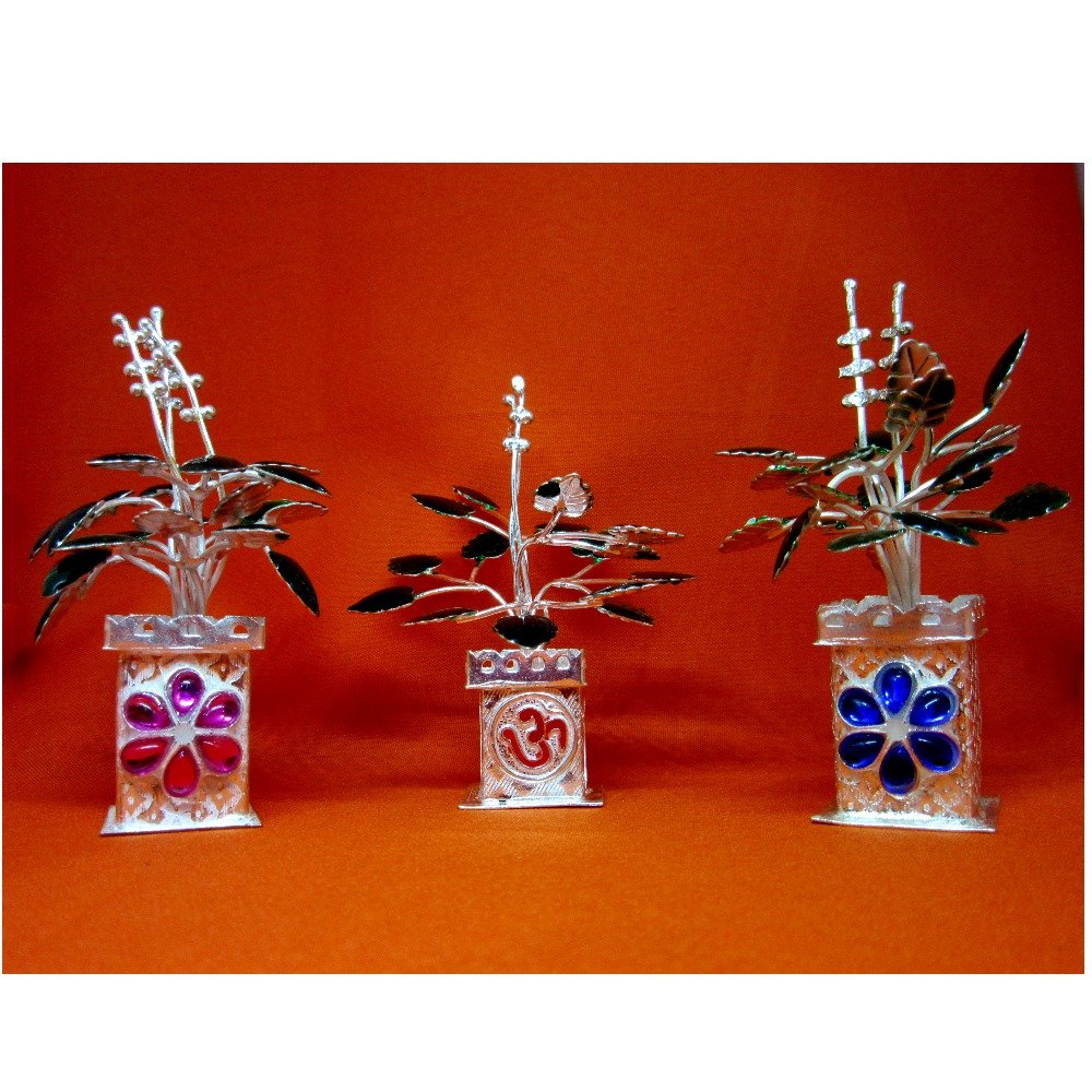 Silver tulshi kyara multicolor stone meena design