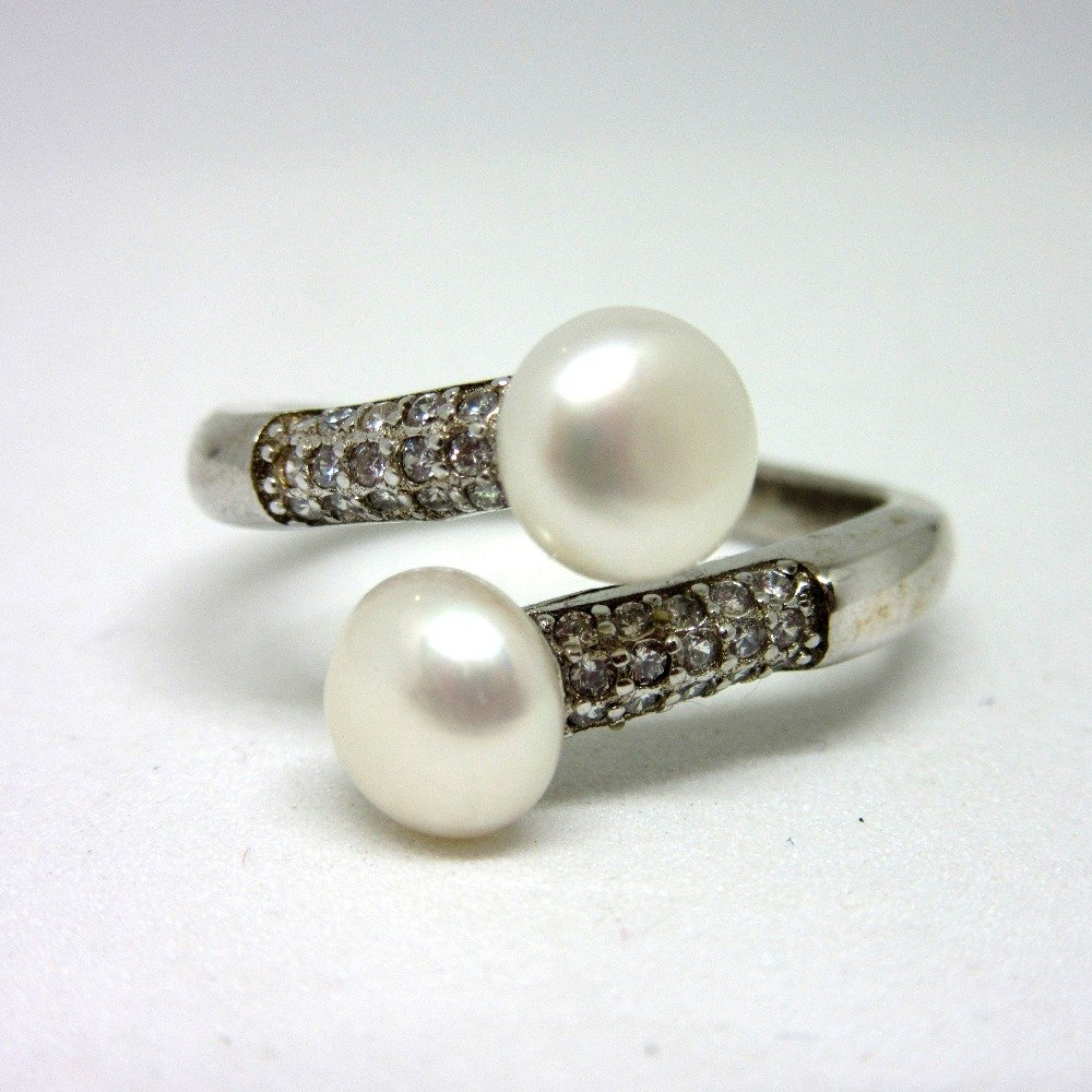925 silver 2pcs pearl adjustable ring sr925-251