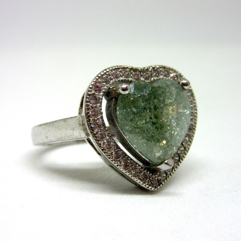 925 silver heart shape stone ring sr925-205