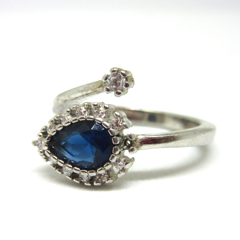 Silver 925 adjustable blue stone ring sr925-259