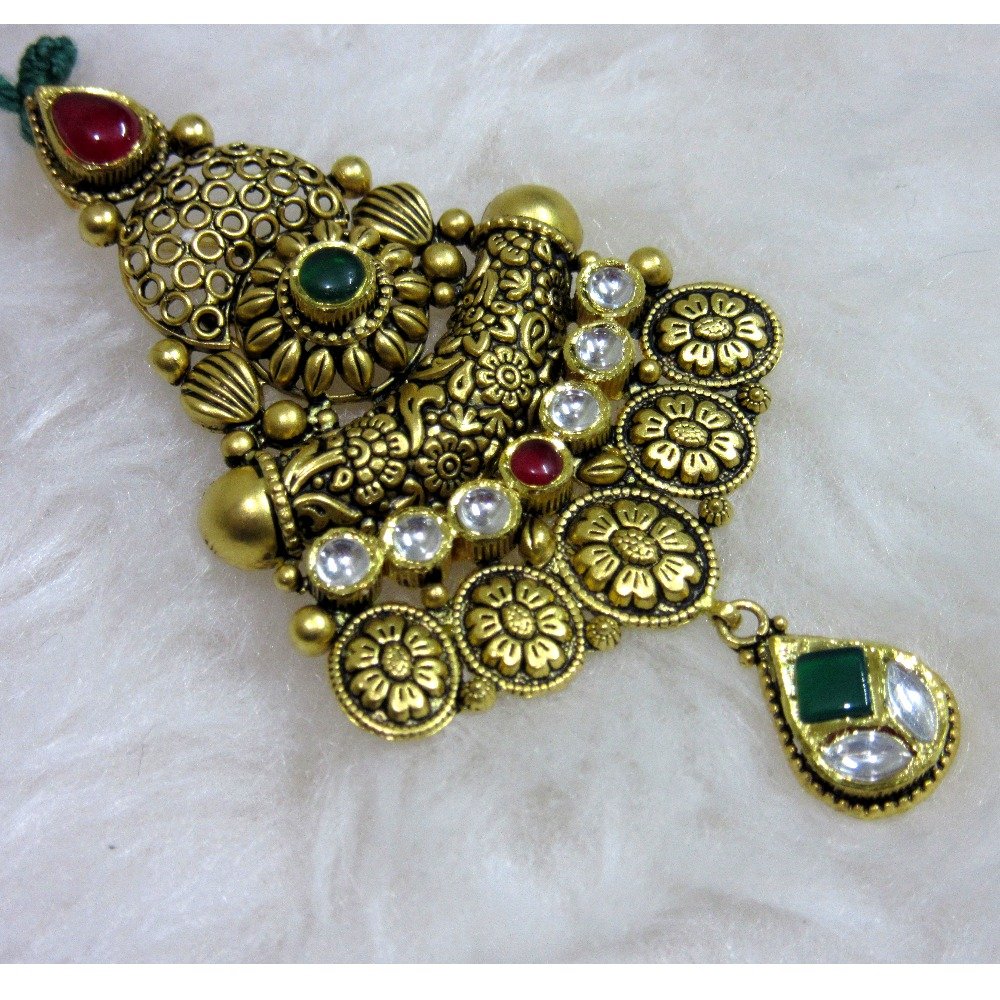 Gold designer 22k hm916 antique jadtar pendent set